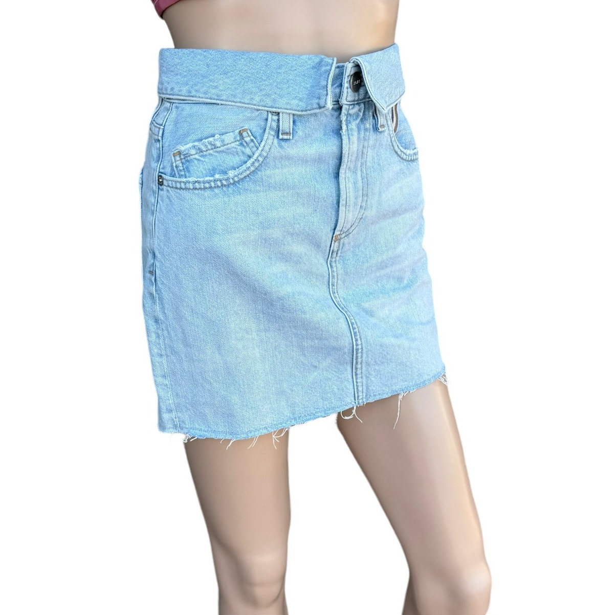 Jean Atelier Sky Denim Mini Flip Skirt Foldover Waist 24 Nwt